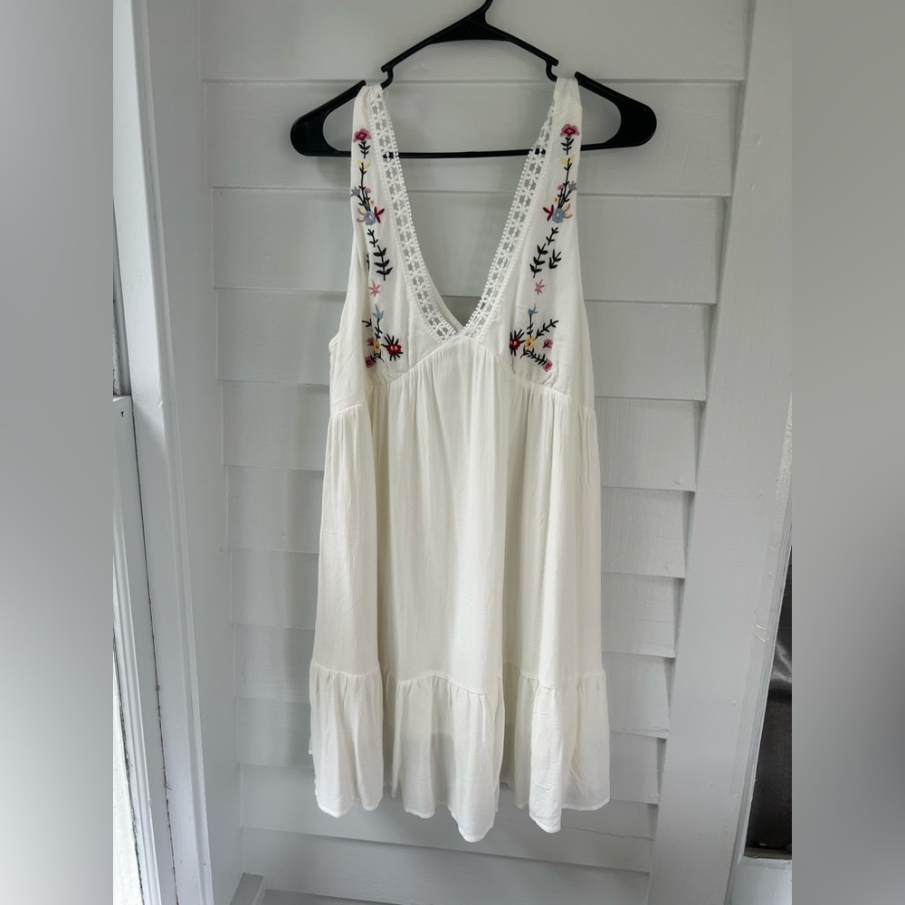 White embroidered floral dress